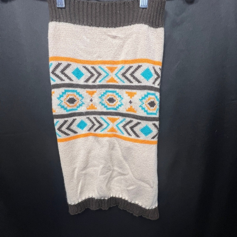 Heart to Tail Dog Sweater Sz L Southwestern Geometric Knit Pet Vest Brown Orange